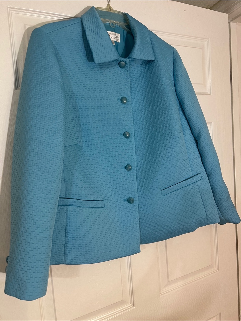 Women's Turquoise Textured Button Jacket by Casual Corner